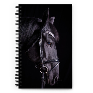 Spiral notebook with a profile of a black horse
